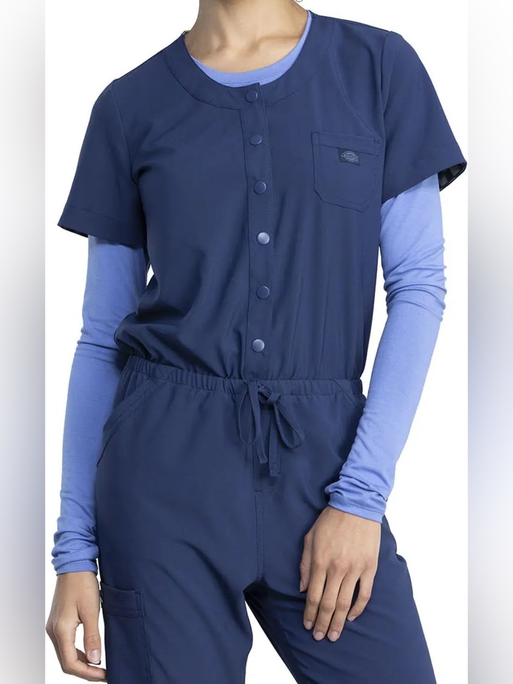 Dickies Scrubs Retro Womens Snap Front Scrub Jumpsuit Size Large